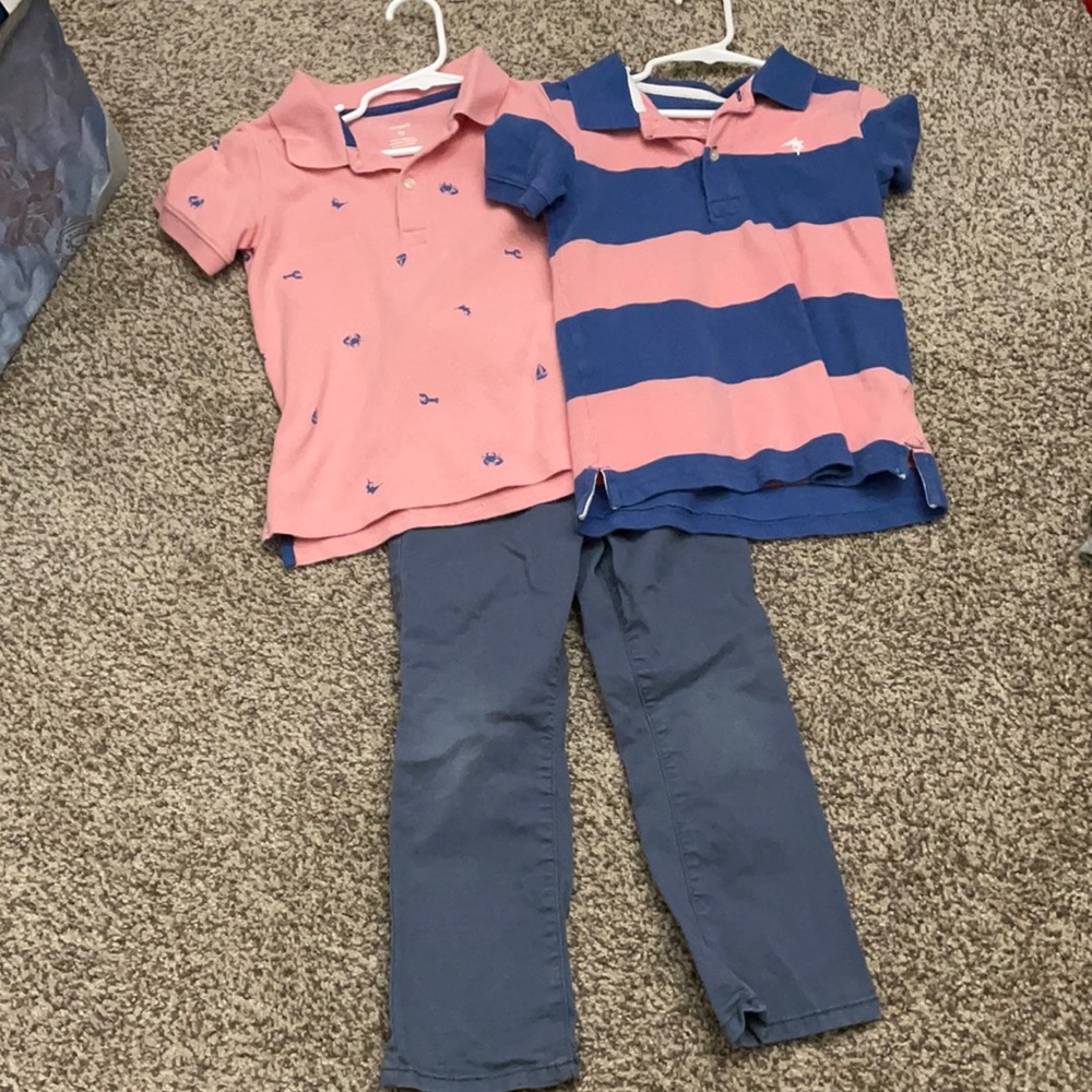 Two 4T Carter’s shirt and 3T old navy pants